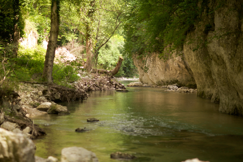 siamo scesi sulle rive del torrente, in questo punto piu' calmo...non vi immaginate che pace...