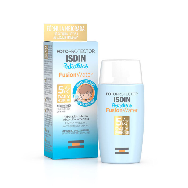 cliomakeup-creme-solari-bambini-2022-isdin-fusion-water-pediatrics-spf50